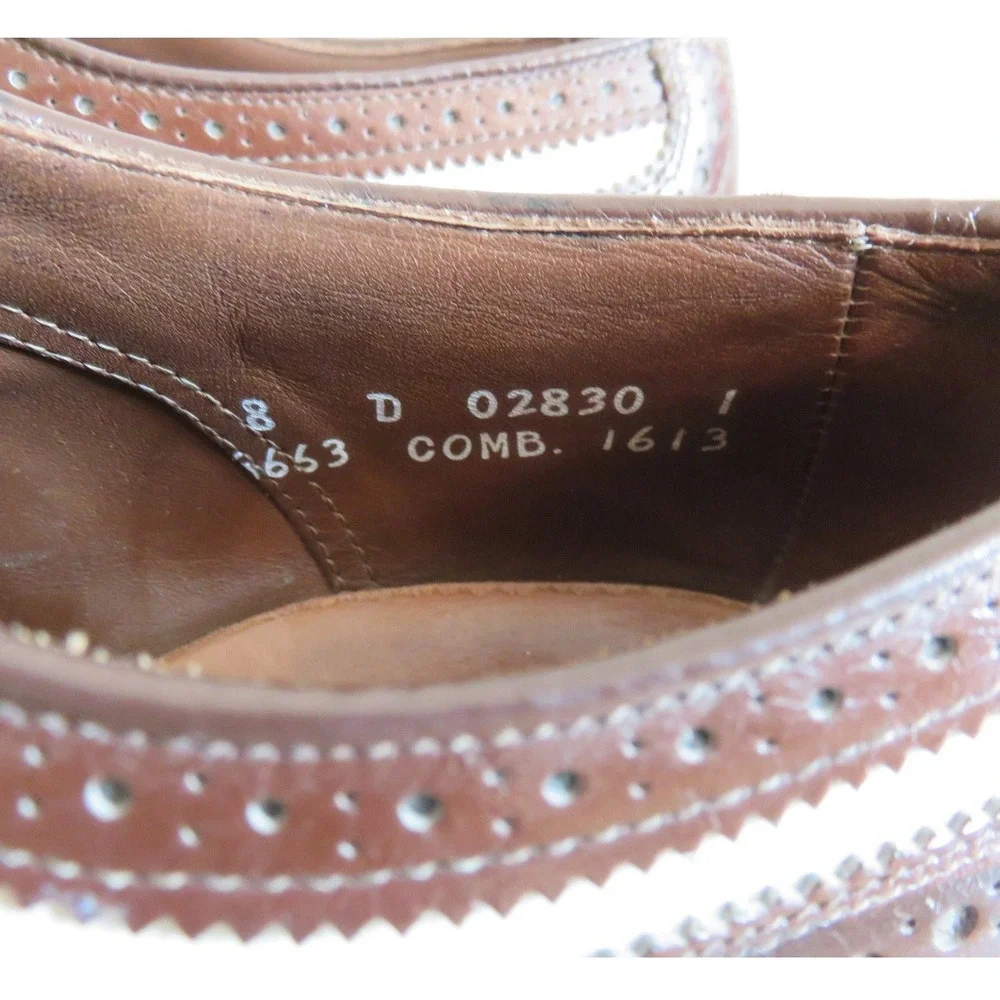 Allen Edmonds Broadstreet Brown White Leather Spectator Wingtip Oxford Shoes 8 D